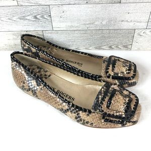 Jack Rogers Snakeskin Square Buckle Toe Ballet Flats Size 6 M